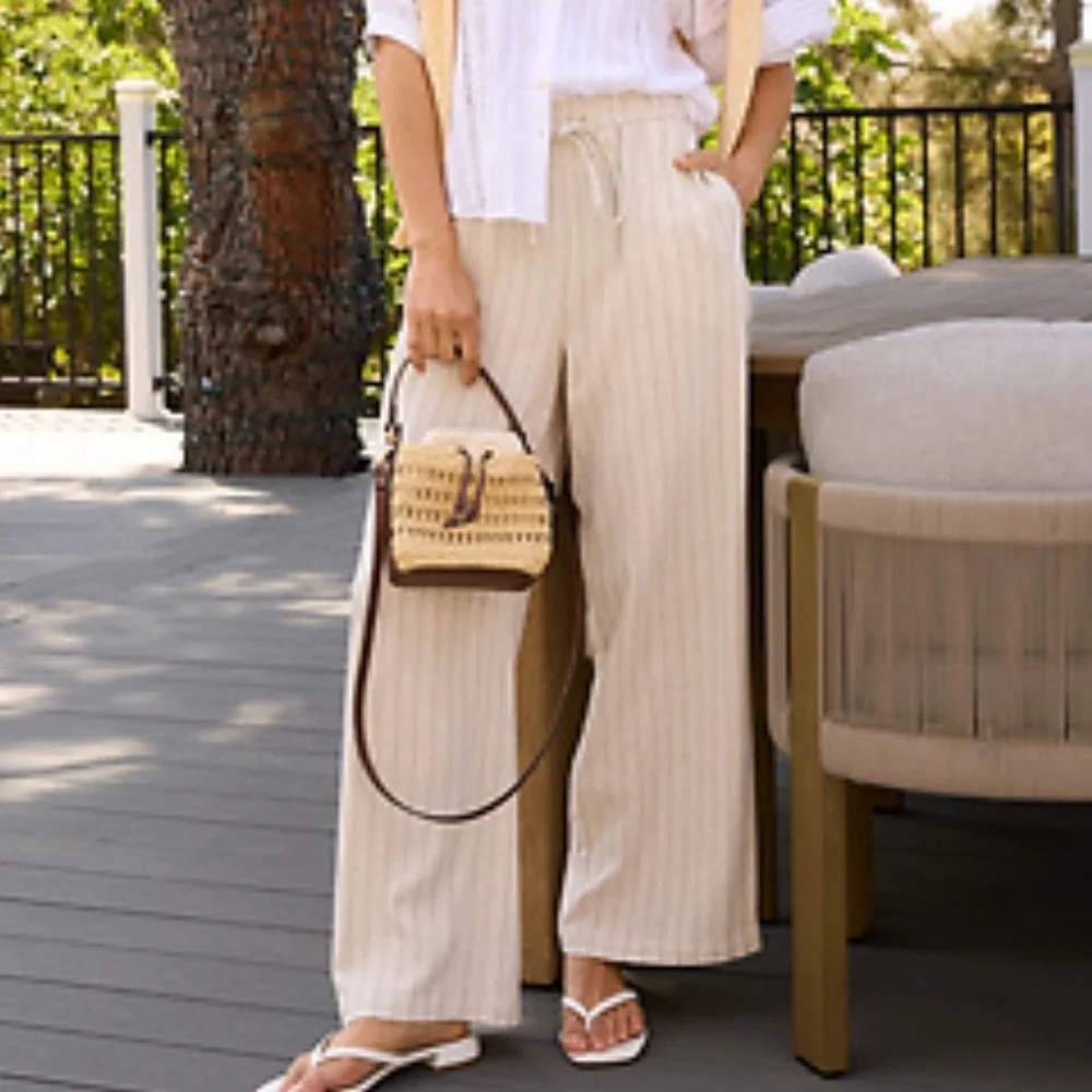 Skies are Blue Stripe Pull On Pants Beige 1X‎ New With Tags Stitch Fix - Picture 2 of 6